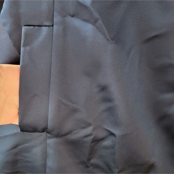 Kay Unger Longline Double Breasted Belted Jacket & Dress Set Navy Satin 14 - Picture 7 of 12